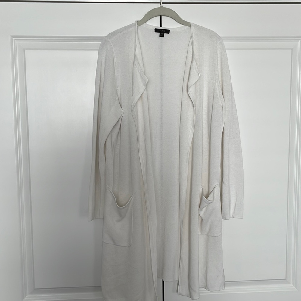 J Crew Juliette Collar-Less Sweater Blazer White